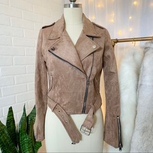 Faux Suede Moto Jacket